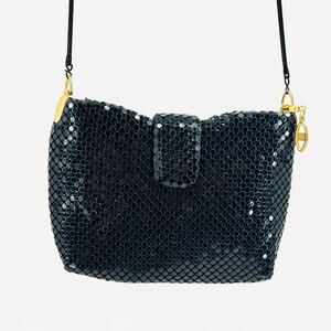 Vintage 70s Pacific Express Mesh Black Gold Hardware Shoulder Bag